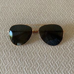 Sonix black lens gold wire Aviator Sunglasses